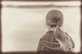 Sepia retro portrait of a cute little girl Royalty Free Stock Photo