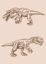 Sepia set of dinosaurs , graphical illustration