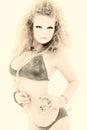 Sepia Tone Bikini Portrait Beautiful Young Woman
