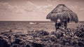 Sepia tone caribbean coast Royalty Free Stock Photo