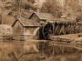 Sepia Tone Image of Mabry Mill and Pond