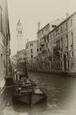 Sepia toned cityscape of Venice