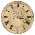 Sepia toned image of an old clock face isolated on white Royalty Free Stock Photo