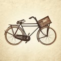 Black cargo bicycle with old wooden transport crate