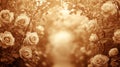 Sepia toned roses create a romantic garden archway Royalty Free Stock Photo