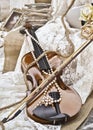Sepia vintage violin - wedding decoration
