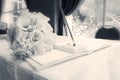 Sepia wedding guestbook Royalty Free Stock Photo