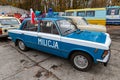 Sepolno krajnskie, kujawsko pomorskie / Poland - November, 11, 2019: Polish historic Fiat police car. A restored car parked in the