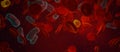 Sepsis, bacteria in blood concept banner background 3D Render