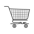 Simple Shopping trolley doodle with sale text vector illustration
