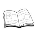 Opening book with hand drawn outline vector illustration
