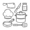Kitchen utensil collection, with hand drawn vector illustration Royalty Free Stock Photo