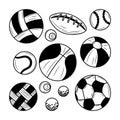 Sport ball, with hand drawn vector illustration Royalty Free Stock Photo