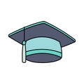 Graduation hat, hand drawn vector illustration