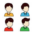 Simple boy kids avatar, colored hand drawn vector illustration