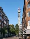 5 Sept 2021 - London, UK: Fitzrovia street scene with BT Tower and copy space Royalty Free Stock Photo