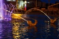 September 20, 2023 Russia, Moscow, VDNKh, fragment of the Fountain of Friendship of Peoples with illumination