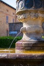 Detail of medieval fountain Arquato castle Piacenza Italy