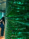 Array of green bottles at Heineken brewery tour, Amsterdam