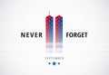 9/11 September 11 attacks conceptual logo banner w/ Never Forget Royalty Free Stock Photo