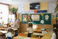 September 1, 2020 Balti Moldova the first school day at school after a long break due to the covid-19 pandemic Royalty Free Stock Photo