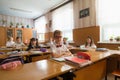 September 1, 2020 Balti Moldova the first school day at school after a long break due to the covid-19 pandemic Royalty Free Stock Photo