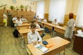 September 1, 2020 Balti Moldova the first school day at school after a long break due to the covid-19 pandemic Royalty Free Stock Photo