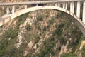 September 28 2022 - Bloukrans Bridge, South Africa: An unidentified bungee jumper free falling in the worlds highest commercial