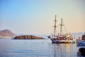 15 of September 2017 - Bodrum, Turkey: Beautiful sea landscape with tourist ships on the background. Vacation Outdoors Seascape Royalty Free Stock Photo