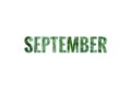 September in bold green text isolated on white background. Months in a year.