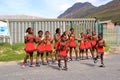 September 25 2022 - Boulders Beach penguin cottage, Cape Town, South Africa: traditionally dressed dancing girls greet the guests