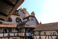September 11 2021 - Bran in Romania: Courtyard Dracula`s castle in Transylvania Royalty Free Stock Photo