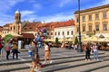 September 11 2021 - Brasov, Kronstadt in Romania, Transylvania: Tourists on the ancient street of the medieval city Royalty Free Stock Photo