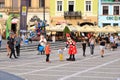 September 11 2021 - Brasov, Kronstadt in Romania, Transylvania: Tourists on the ancient street of the medieval city Royalty Free Stock Photo