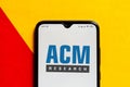 September 30, 2020, Brazil. In this photo illustration the ACM Research logo seen displayed on a smartphone