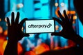 September 1, 2023, Brazil. In this photo illustration, the Afterpay logo is displayed on a smartphone screen Royalty Free Stock Photo