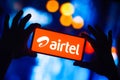 September 14, 2022, Brazil. In this photo illustration, the Bharti Airtel Limited logo is seen displayed on a smartphone