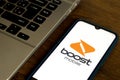 September 16, 2020, Brazil. In this photo illustration the Boost Mobile logo seen displayed on a smartphone