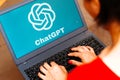 September 25, 2023, Brazil. In this photo illustration, the ChatGPT logo is displayed on a notebook screen