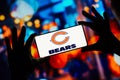 September 9, 2023, Brazil. Chicago Bears logo is displayed on a smartphone screen. It\'s a