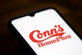 September 16, 2020, Brazil. In this photo illustration the Conn`s HomePlus logo seen displayed on a smartphone