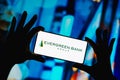 September 20, 2023, Brazil. In this photo illustration, the Evergreen Bank Group logo is displayed on a smartphone screen