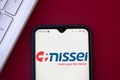 September 1, 2020, Brazil. In this photo illustration the FarmÃÂ¡cias Nissei logo seen displayed on a smartphone