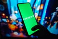 September 20, 2022, Brazil. In this photo illustration, the Oppo logo seen displayed on a smartphone