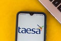 September 1, 2020, Brazil. In this photo illustration the Taesa logo seen displayed on a smartphone
