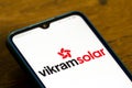 September 28, 2020, Brazil. In this photo illustration the Vikram Solar Limited logo seen displayed on a smartphone Royalty Free Stock Photo