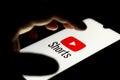 September 21, 2020, Brazil. In this photo illustration a YouTube Shorts logo is seen displayed on a smartphone Royalty Free Stock Photo