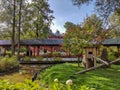 The authentic Chinese garden home to the panda`s in the wildlife park Pairi Daiza, Belgium