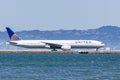 September 1, 2019 Burlingame / CA / USA - United Airlines aircraft preparing for takeoff at San Francisco International Airport