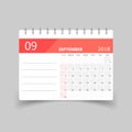 September 2018 calendar. Calendar planner design template. Royalty Free Stock Photo